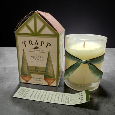 Vtg NEW Trapp Private Gardens No. 1 Summer Flowers 11 oz Jar Candle House Box