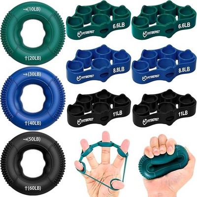 FitBeast Grip Strength Trainer 9PCS Hand Finger Forearm Exerciser Kit