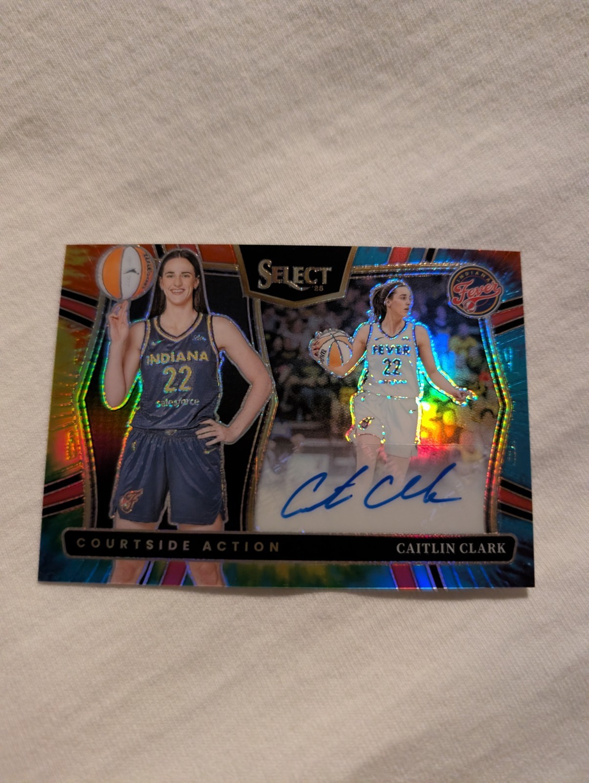 Caitlin Clark SSP #22/25 TIE-DYE SELECT PRIZM AUTO! JERSEY NUMBER #22 PERFECT!🔥 view 11