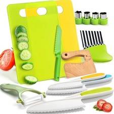 17 Pieces Montessori Kitchen Tools Cooking Sets-Toddler Kids Safe Knives Set