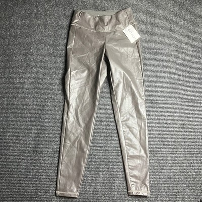 Athleta All Over Gleam Tight Women Sm Grey Brown Faux Leather High Rise Legging