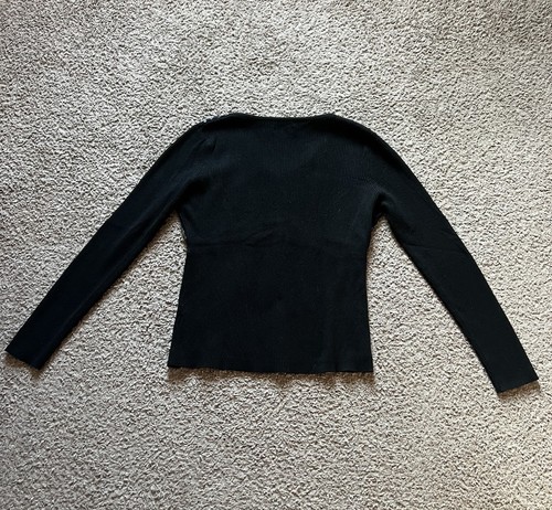 Maglione vintage Y2K anni 90 top grande nero paillettes maglia costine stravagante fata gotica - Foto 5 di 5