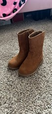 Brown Faux Suede Mid-Calf Bootie Zip Closure Unisex Kids Flat Casual Boots