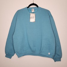 NWT Vintage 90s Russell Athletic Blue Crewneck Sweatshirt Medium Boxy