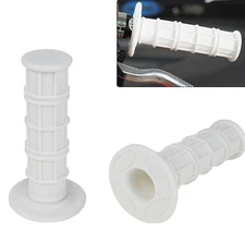 White Hand Grips Rubber Cover 1" 7/8" For Honda Kawasaki Yamaha Suzuki Harley