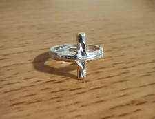 Vintage 925 Sterling Silver Cross Crucifix Ring size 00