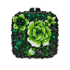 Elegant Rose Flower Clutch Bag Women Crystal Evening Bag Floral Rhinestone Ha...