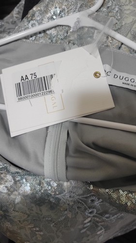 Abito manica lunga MAC DUGGAL 67539 platino impreziosito scollo a V illusione taglia 2 - Foto 10 di 12