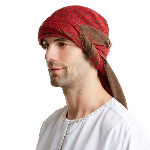 Muslim Men Plaid Print Headscarf Arab Shemagh Dubai Turban Cap Middle East Shawl - Picture 23 of 37