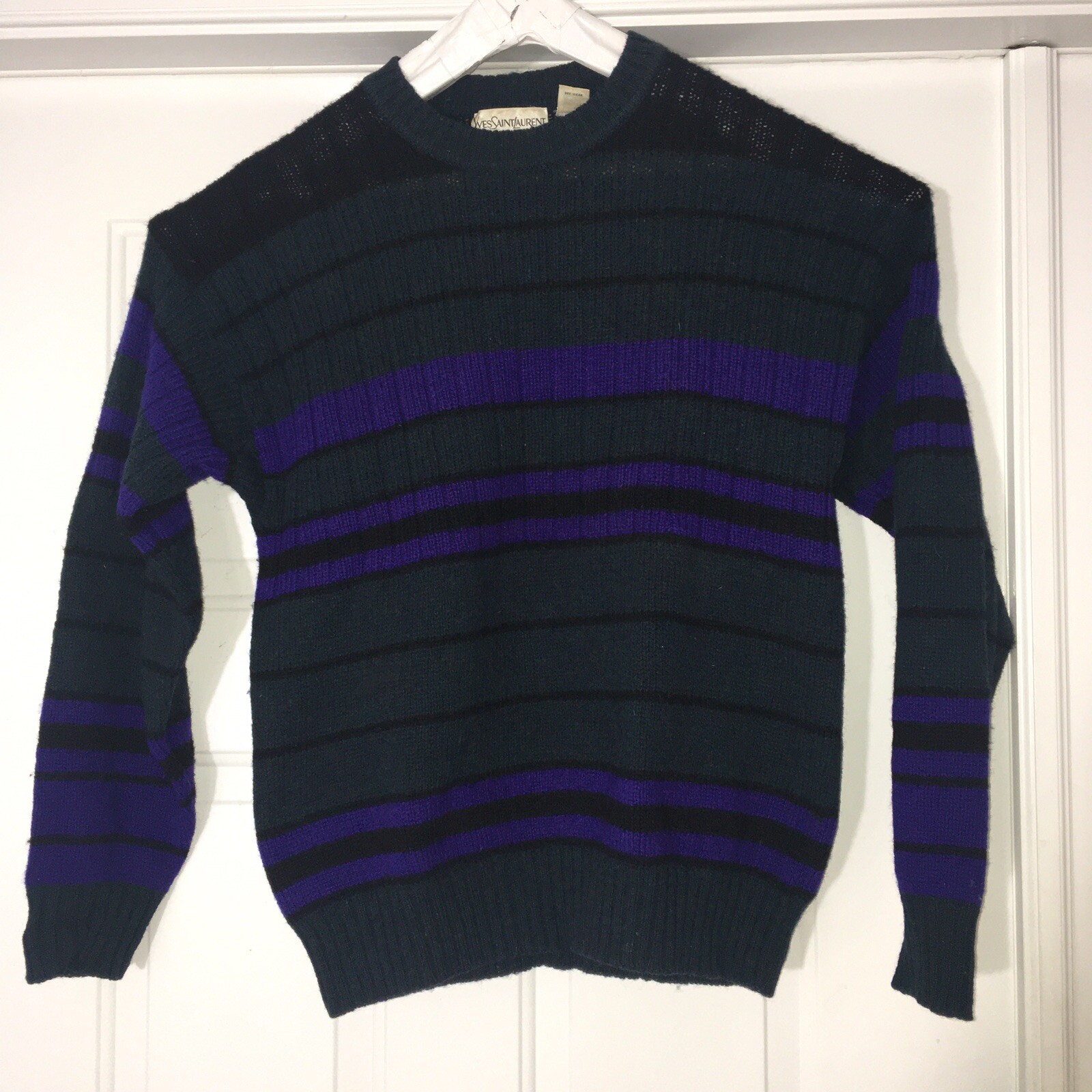 Maglione maglia lana vintage Yves Saint Laurent uomo bluverde taglia XL raro YSL