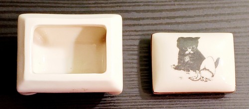 Vintage Schmuckschatulle Porzellan Katze Schmetterling Made in Japan kleine Weltgrüße 2 Zoll - Bild 3 von 24