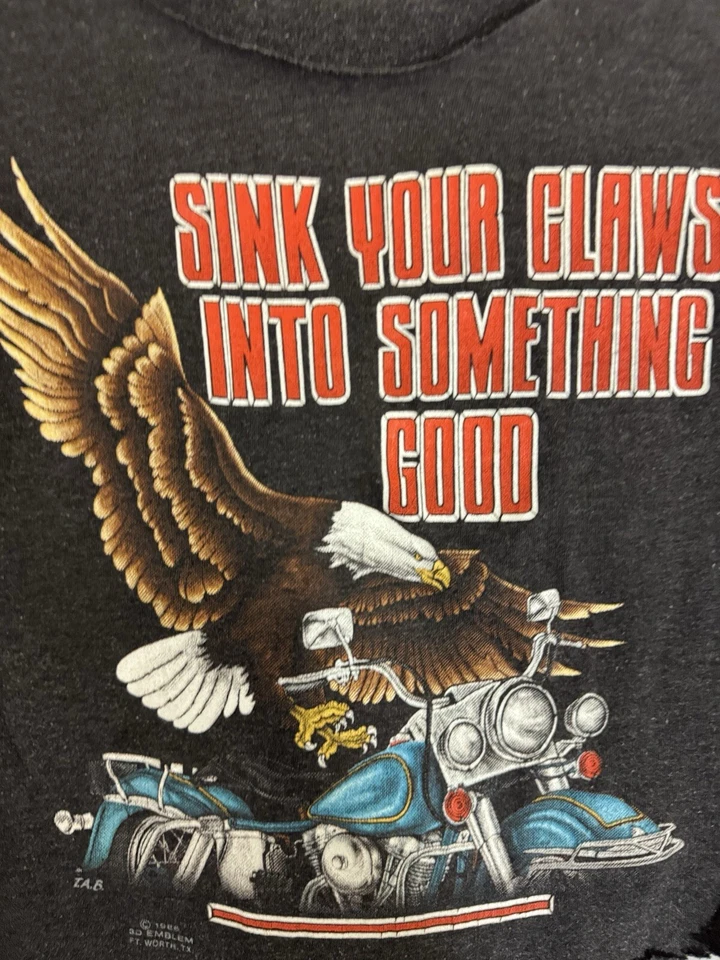 Camiseta sin mangas Harley Davidson 1987 vintage emblema 3D Texas 'Sunk Your Teeth Into' Foto 2 de 4