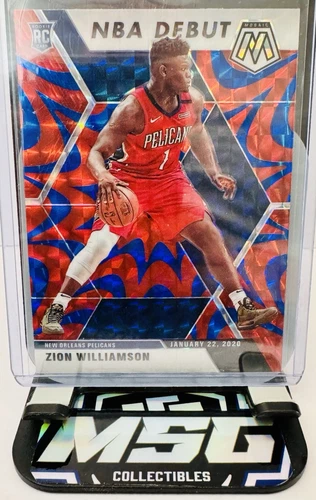 2019-20 Panini Mosaic Zion Williamson Rookie NBA Debut Blue Reactive Prizm #269