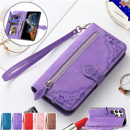 For Samsung S25 S24 FE Ultra S23 Plus S22 S21 Zip Wallet Case Flip Leather Cover - Bild 2 von 20