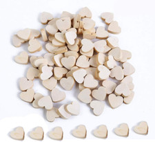 100Pcs Natural Wood Beads Heart Shape Unfinished Wooden Loose Beads Wood Spacer