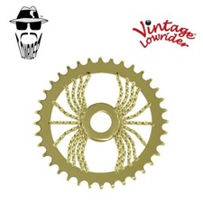 VINTAGE LOWRIDER 36T 1PC BICYCLE CRANK SPIDER TWISTED CHAINRING 1/2 X 1/8 GOLD.