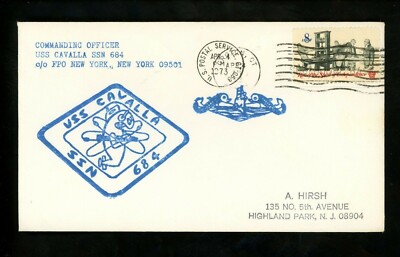 US Naval Ship Cover USS Cavalla SSN-684 Vietnam War Era 1973
