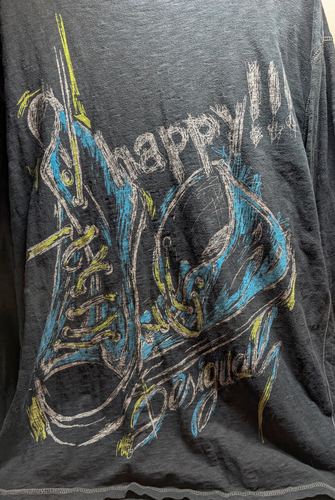 DESIGUAL Black, Graphic sneakers print, Jumper Sweater, happy parola preowned - Picture 3 of 15