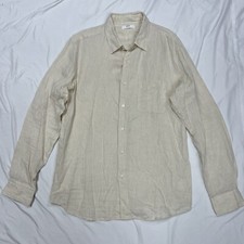 Uniqlo Men’s 100% Linen White Casual Button Down Dress Shirt Size XL