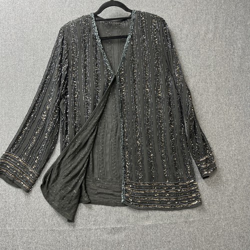 Elvi woman's top size 16 sequin beaded embellished kimono cardigan whimsy goth - Picture 8 of 24