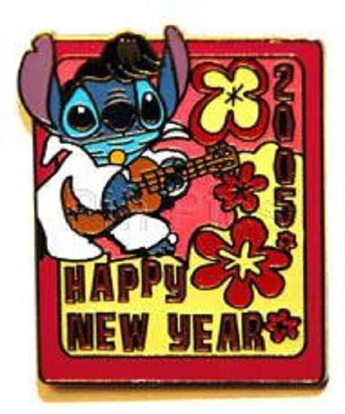 Disney Lilo & Stitch DLRP Cast Lanyard Happy New Year Elvis Stitch Ukelele pin