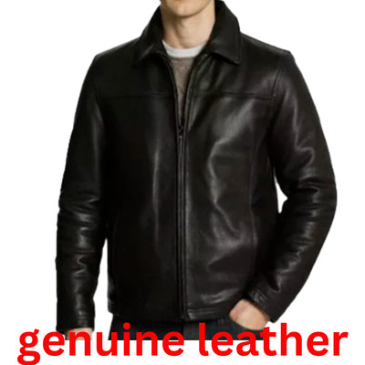 Mens Leather Jacket Flight Bomber Coat Black Lined, Warm