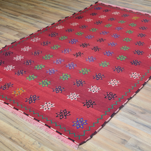 Alfombra de lana hecha a mano Sumak turca tribal Kilim (talla 4,7 X 7,4) Brral-3825 - Imagen 3 de 10