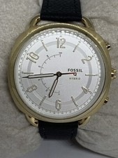 Fossil FTW1201 Women's Black Leather Analog Silver Dial Hybrid Smartwatch JD448