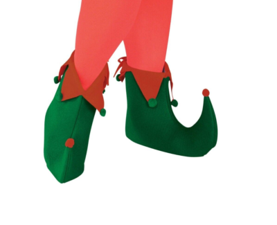 Adult Elf Boots Green Red Pointy Shoe Covers Christmas Fancy Dress  Accessory
