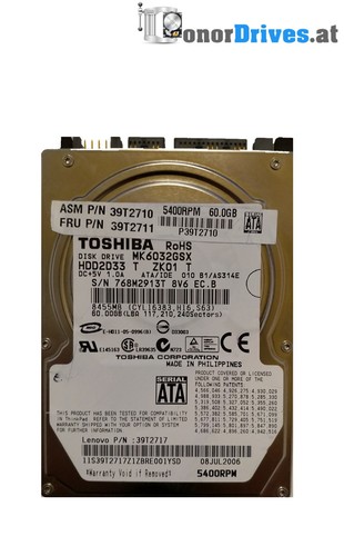 Toshiba -MK6032GSX-60GB - SATA - PCB G5B00135 5000*