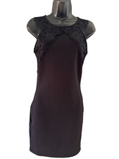 Forever 21 Junior Womens Black Bodycon Dress Lace Shoulders Size Small