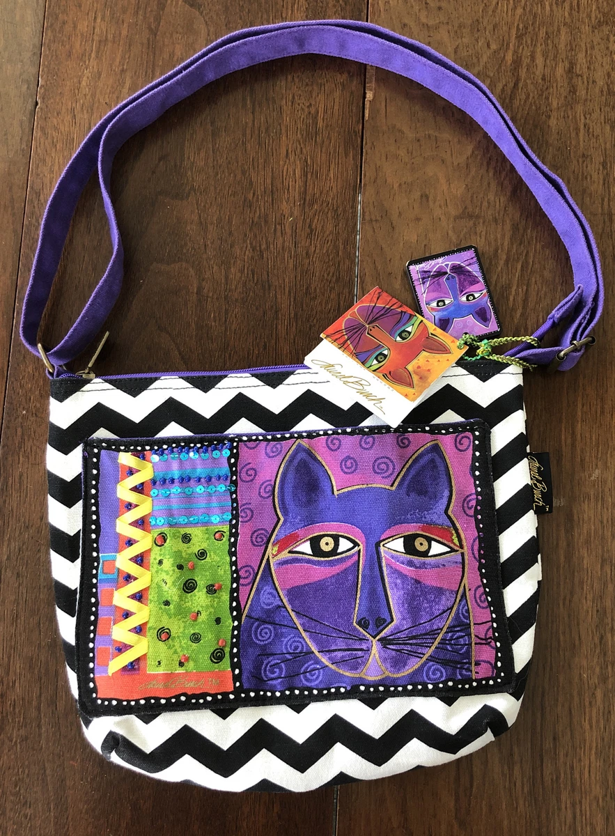 Laurel Burch Purple Multicolor Cat Bucket Bag