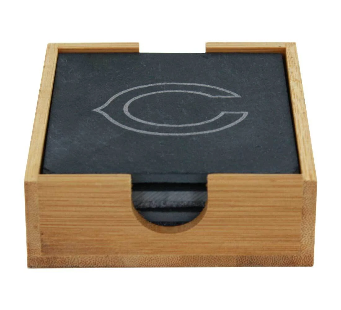 VanGogh 4 Sottobicchieri Quadrati In Ardesia Naturale 10x10 Cm - Antiscivolo, Resistenti Al Calore, Lavabili E Scrivibili Con Gesso
