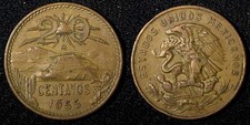 MEXICO  Bronze 1955 Mo 20 Centavos 1st Year Type  VF KM# 440 (27 532)