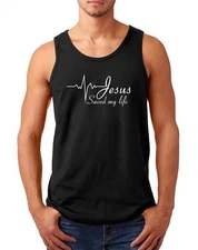 Mens Tank Top Jesus Saved My Life T-Shirt Religion Christian Catholic Tee God