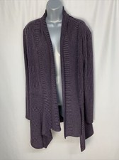 Frank Lyman Women's Long Cardigan Purple Striped Size Uk14 Knit Knitted C2085