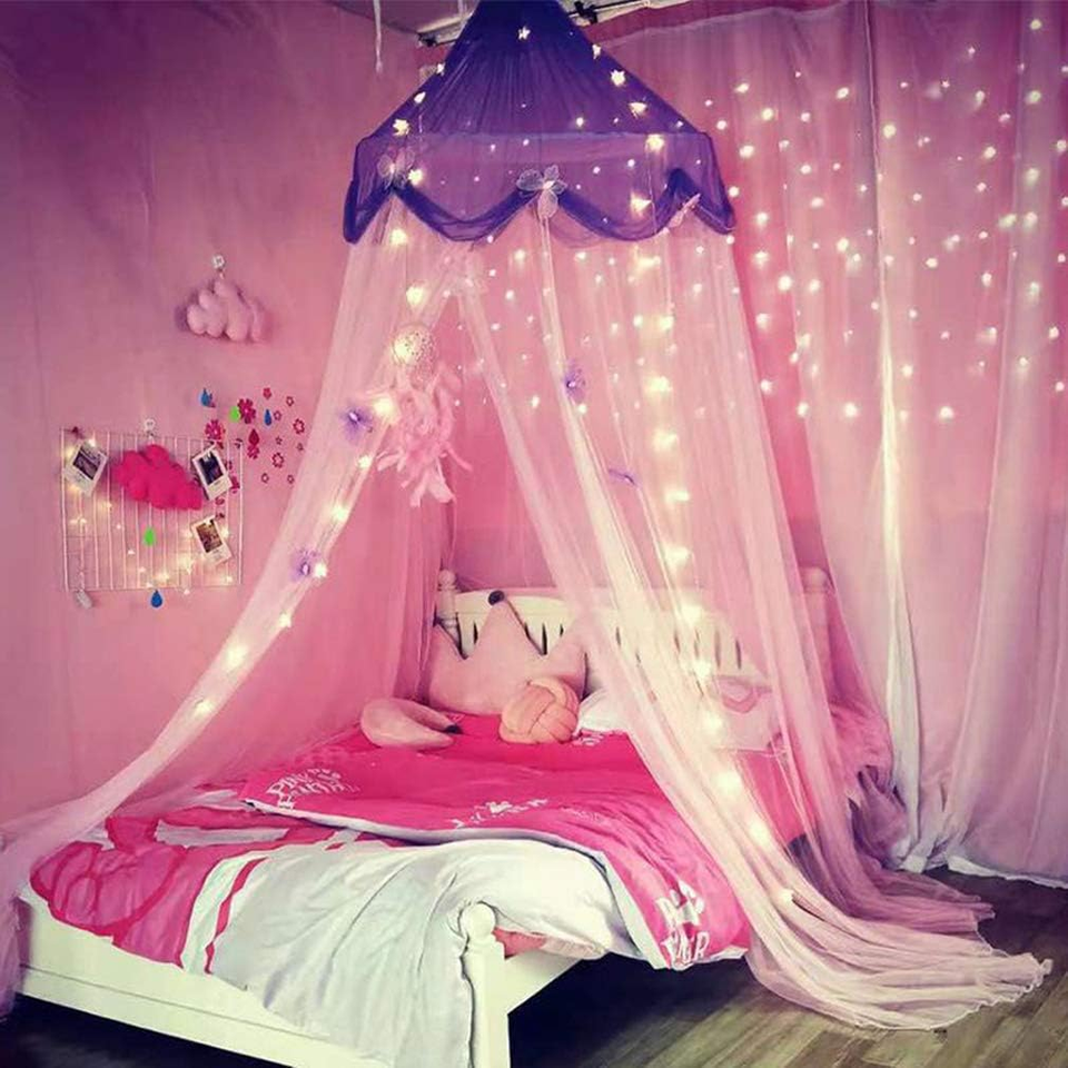Bed Canopy with Lights Bed Canopy Curtains for Girls Bed Canopy for