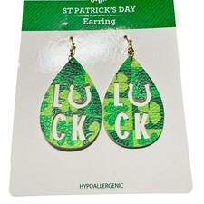 Way to Celebrate St. Patrick's Day Irish Luck Cutwork Leather Earrings 1 Pair