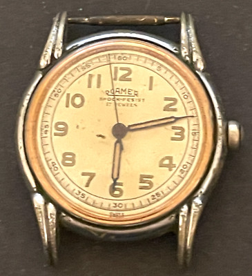 Vintage Roamer Men's Watch Ticks Silver Shock Resist Military 17j 33mm Swiss