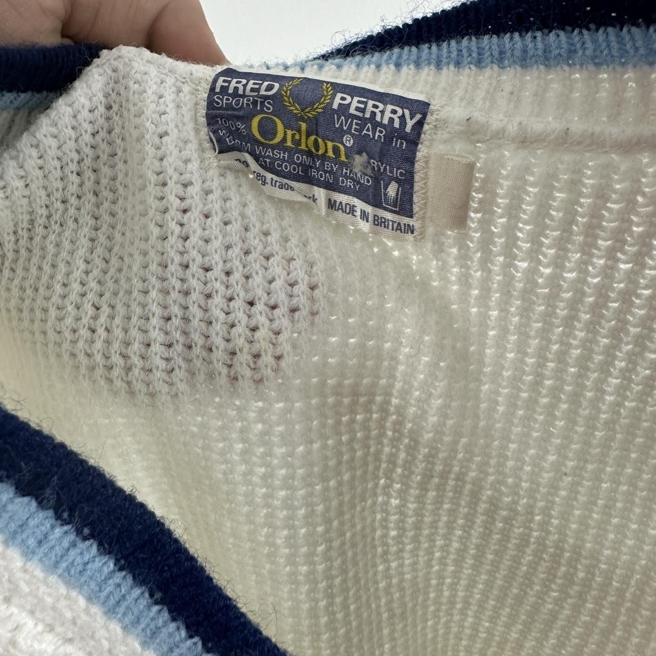 Women’s Vintage Fred Perry 70's Knit V-Neck Cricket Size 42 / Small White image 8