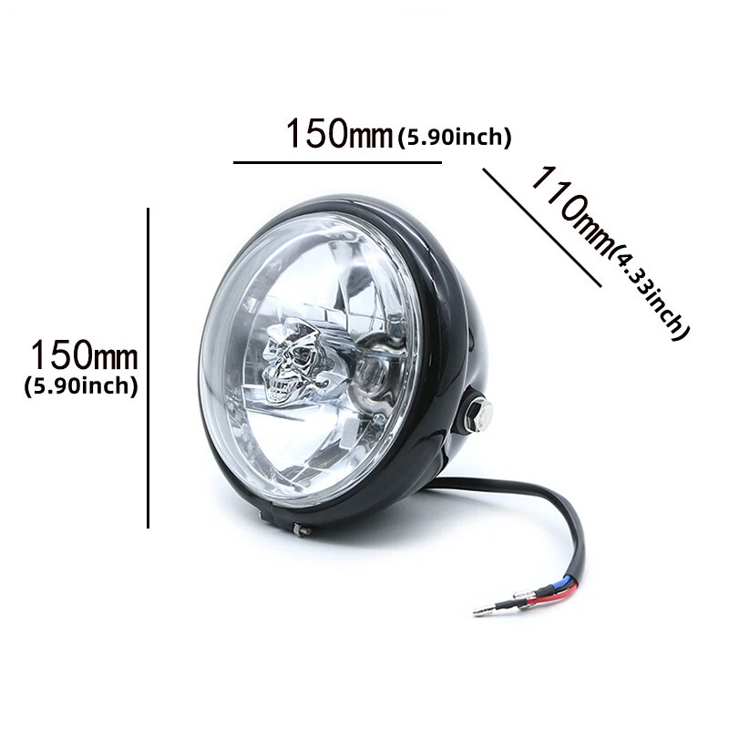 Motorcycle Skull Front 12V Head Light Headlight Head Lamp For Honda GN125 CG125  — 第 2/4 张图片