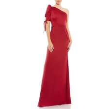 Ieena for Mac Duggal 55632 - One Shoulder Sleeved Minimalist Gown - Size 4 - NWT