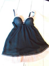 Black  Pink Pintuck Push Up Women's CINEMA ETOILE Lingerie Chemise Nightie S