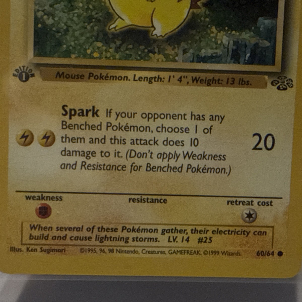💎 1999 1ST EDITION POKEMON PIKACHU JUNGLE - #60 ENGLISH (b4 ISent