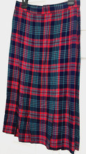 VTG Red Tartan Plaid Skirt SZ 12 Long Pleated Academia Office Modest Preppy