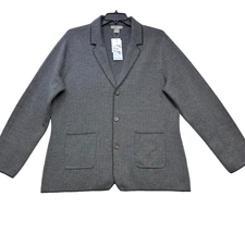 Daniel Cremieux Mount Lussari XL Merino Wool Knit Blazer Gray Herringbone NWT