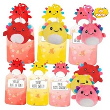 Valentines Day Gifts for Kids   24 Pack Axolotl Plush Keychain Set with