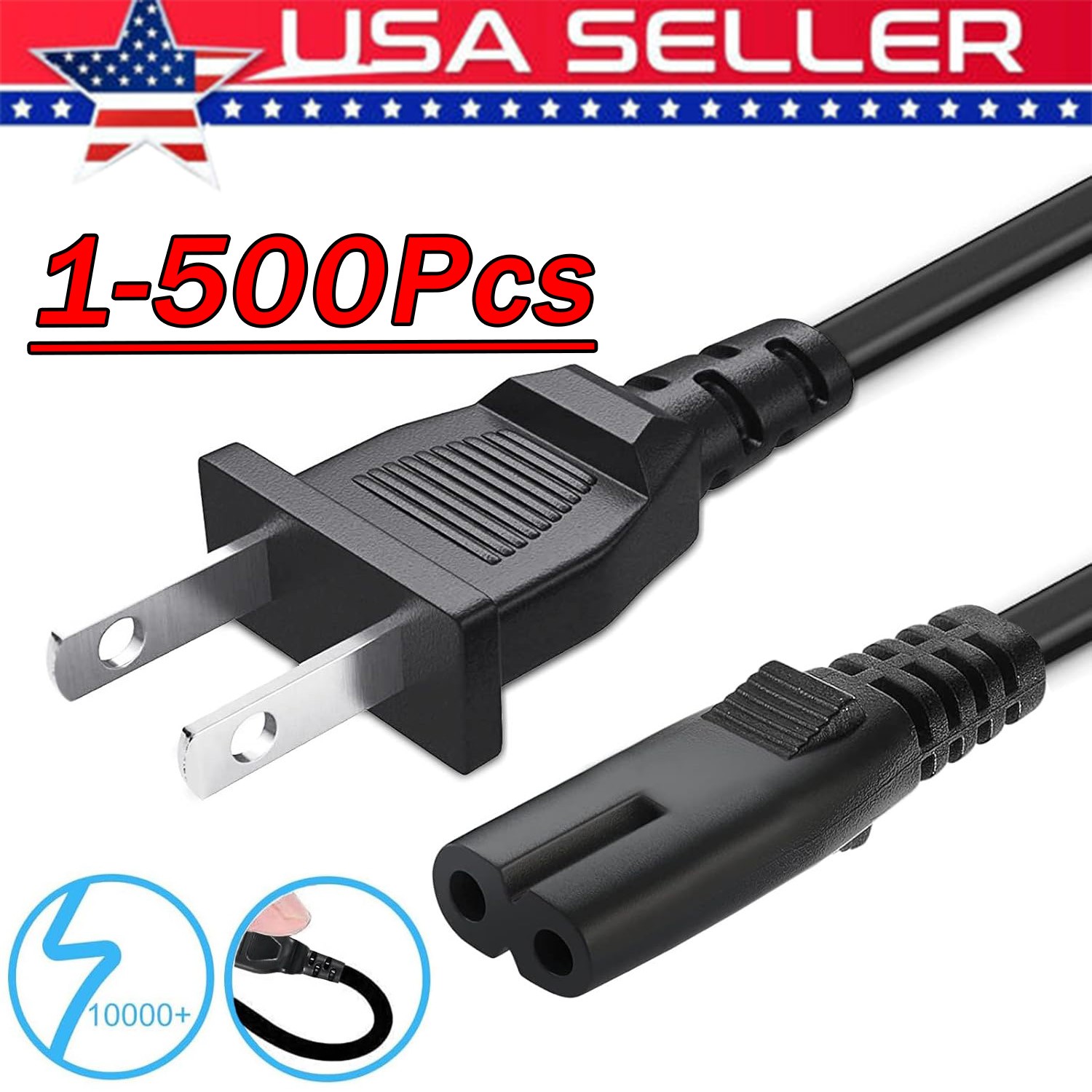 5ft Premium 2-Prong AC Power Adapter Cord Cable Lead For Sony Playstation 4 PS4