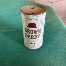 Brown Derby Lager Beer Flat Top Can, Grace Bros. Brewing, Santa Rosa, Ca