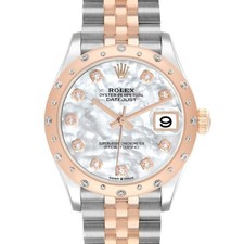 Rolex Datejust 31 Midsize Steel Rose Gold Diamond Ladies Watch 278341 Box Card